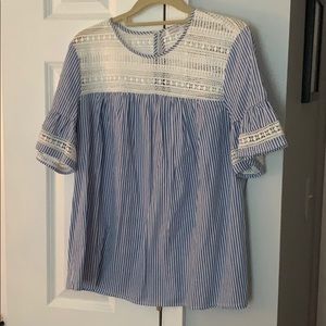 English Factory Striped Lace Blouse